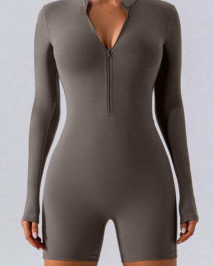 Half Zip Long Sleeve Active Romper