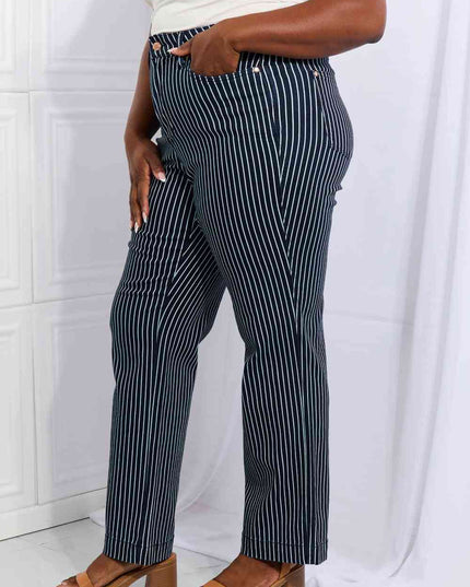 Judy Blue Cassidy Full Size High Waisted Tummy Control Striped Straight Jeans
