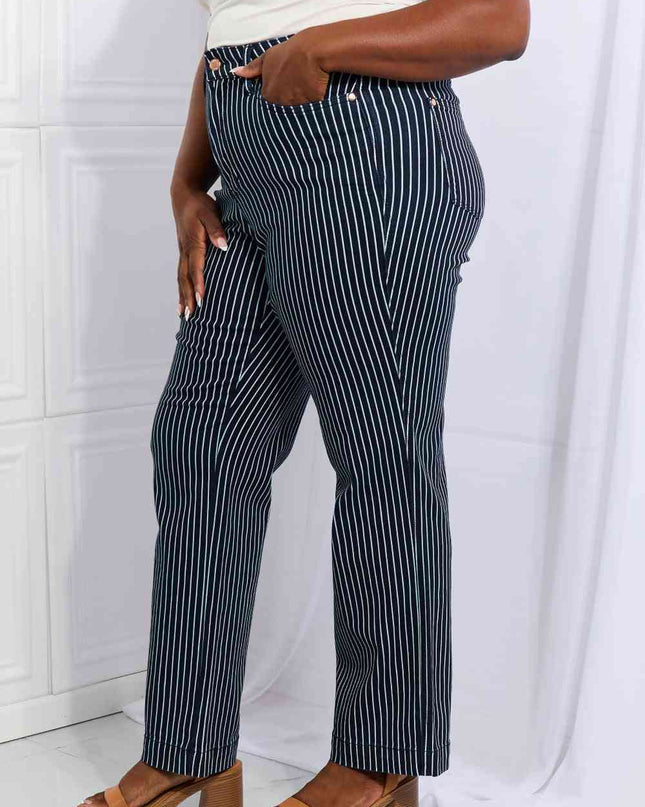 Judy Blue Cassidy Full Size High Waisted Tummy Control Striped Straight Jeans