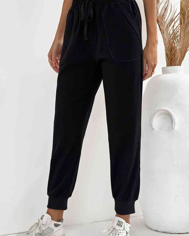 Drawstring Elastic Waist Pocket Joggers