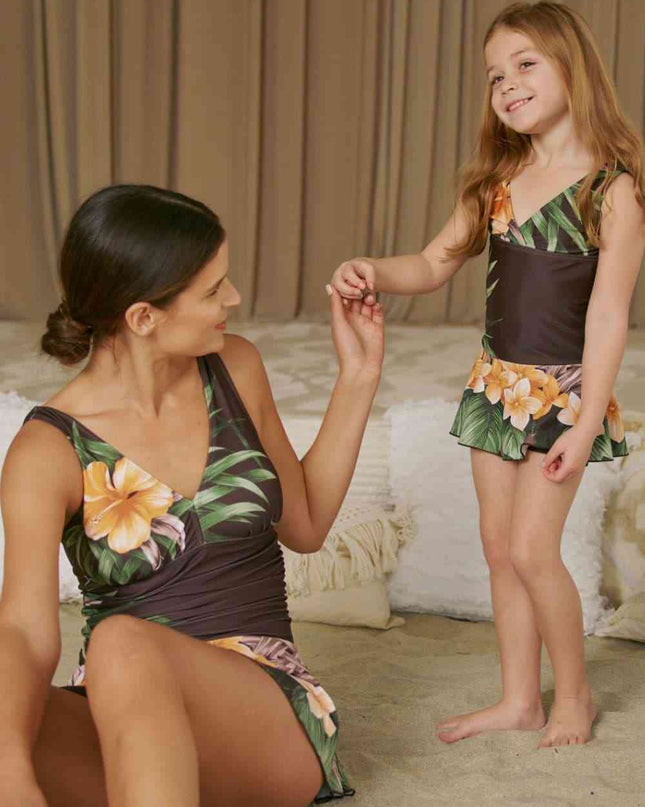 Marina West Swim Full Size Clear Waters Swim Dress in Aloha Brown