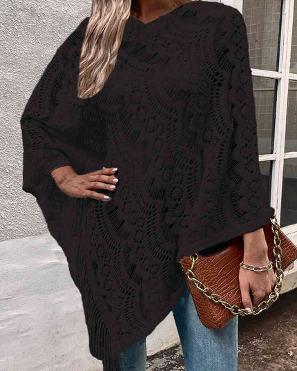 Openwork Fringe Detail Poncho