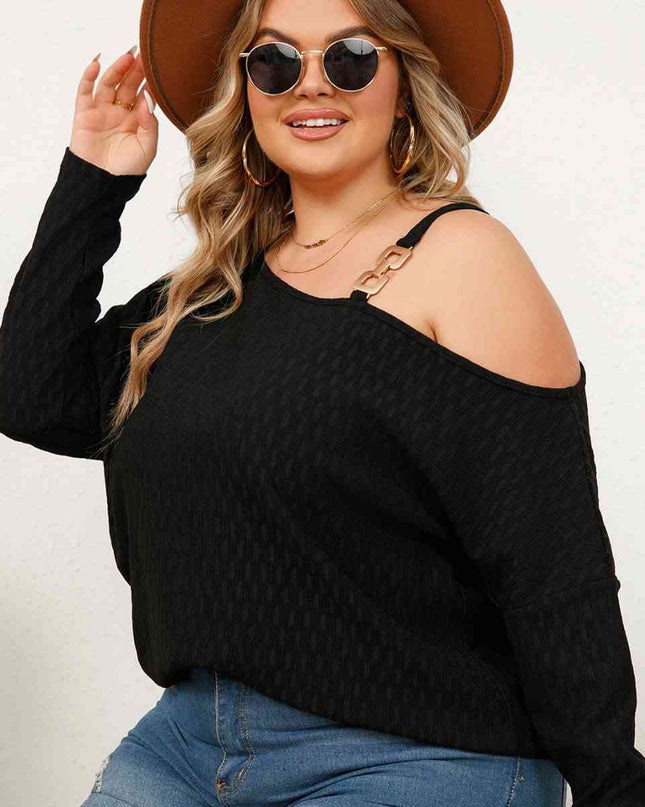 Plus Size One-Shoulder Asymmetrical Blouse