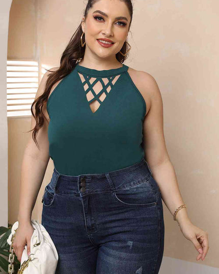 Plus Size Halter Neck Cutout Sleeveless Dress