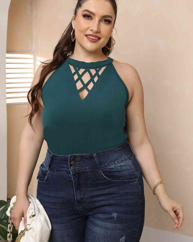 Plus Size Halter Neck Cutout Sleeveless Dress