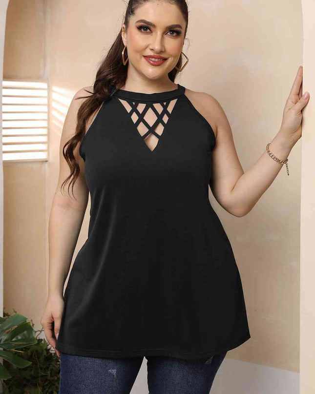 Plus Size Halter Neck Cutout Sleeveless Dress
