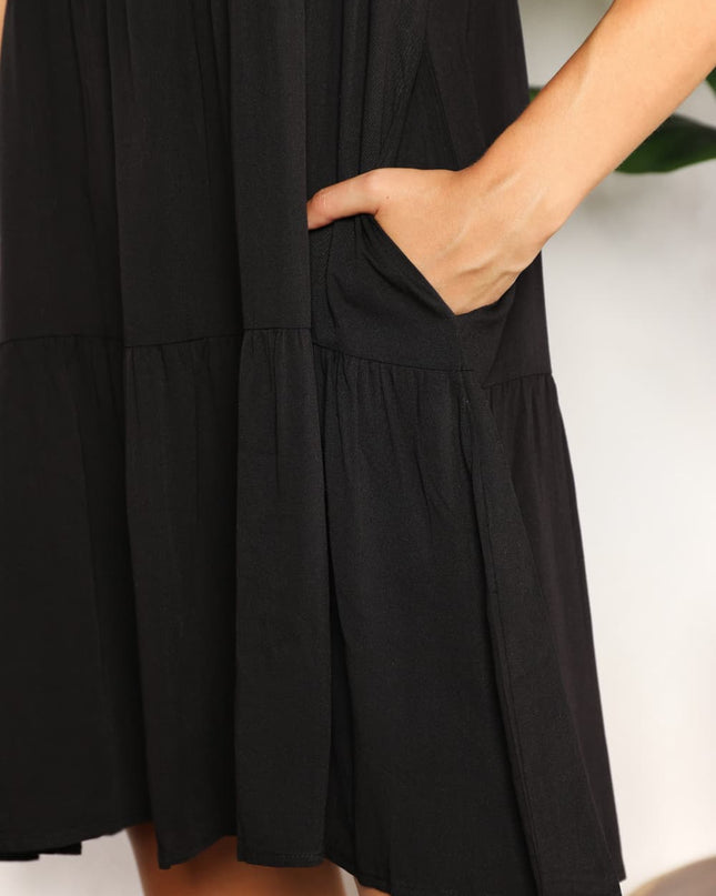 Double Take V-Neck Flounce Sleeve Tiered Dress