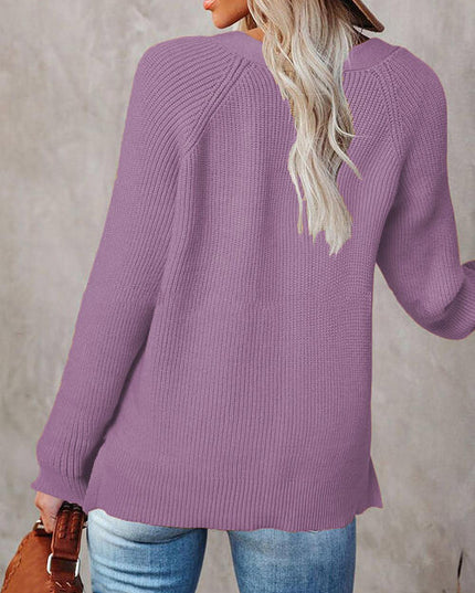 Half Button Long Sleeve Knit Top