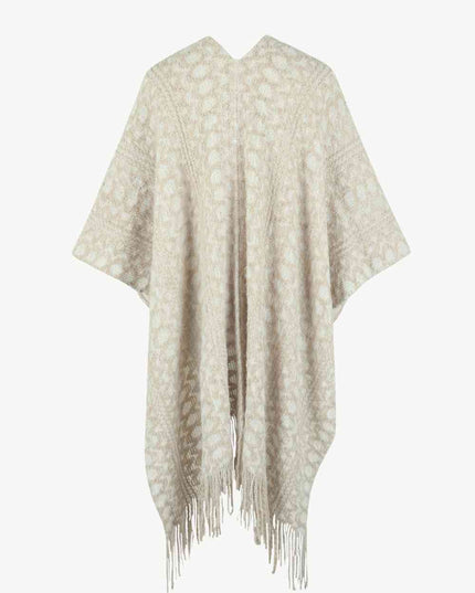 Open Front Fringe Hem Poncho