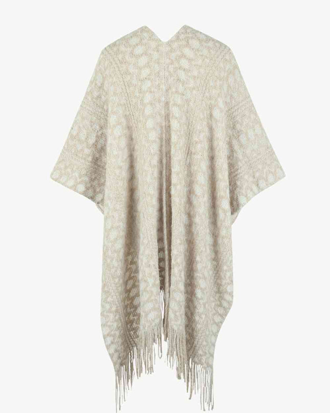 Open Front Fringe Hem Poncho