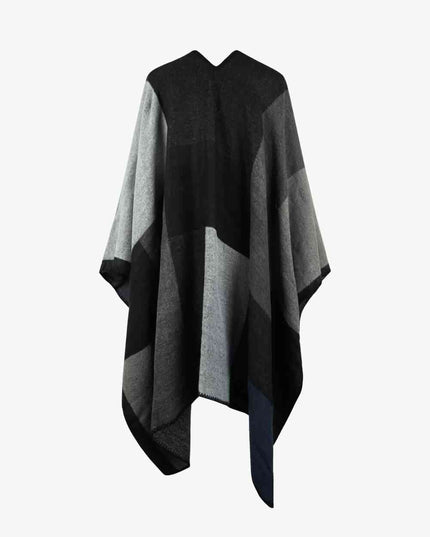 Color Block Open Front Poncho