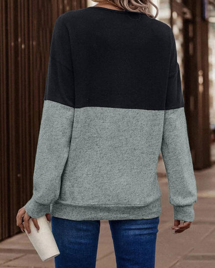 Two-Tone Crisscross Detail Sweatshirt