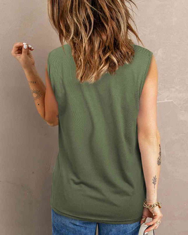 Distressed Round Neck Tank