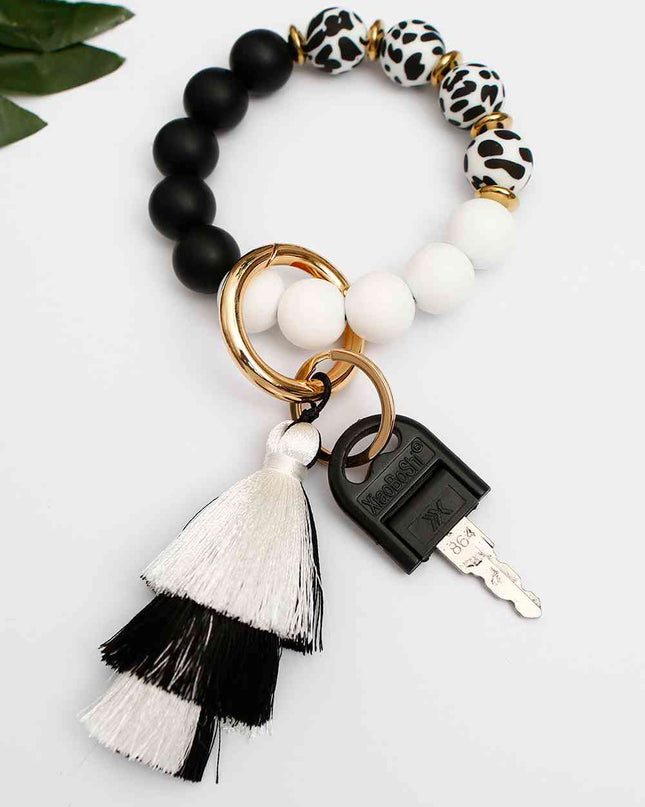 Beaded Keychain with Layered Tassel