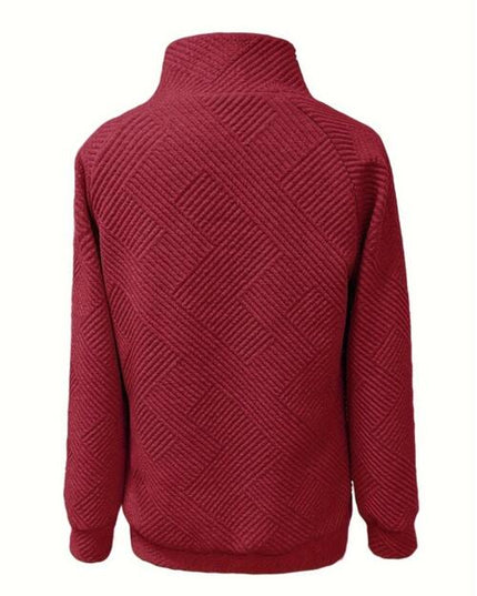 Buttoned Mock Neck Long Sleeve Sweatshirt