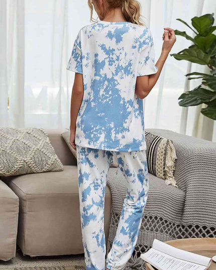Tie-Dye Tee and Drawstring Waist Joggers Lounge Set