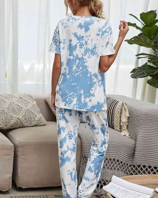 Tie-Dye Tee and Drawstring Waist Joggers Lounge Set