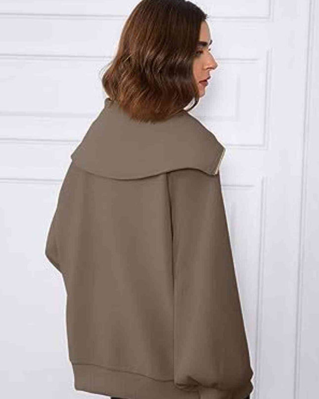 Half-Zip Lantern Sleeve Top