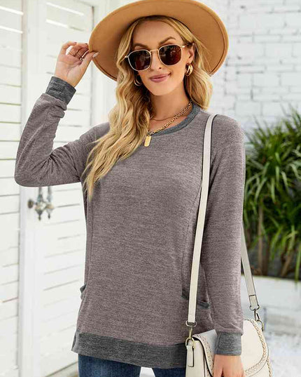 Round Neck Long Sleeve Blouse