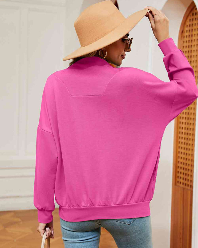 Half-Zip Dropped Shoulder Sweatshirt