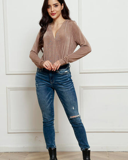 V-Neck Long Sleeve Bodysuit