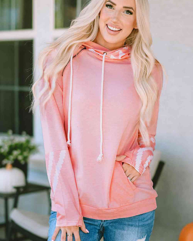 Printed Long Sleeve Hoodie with Pocket
