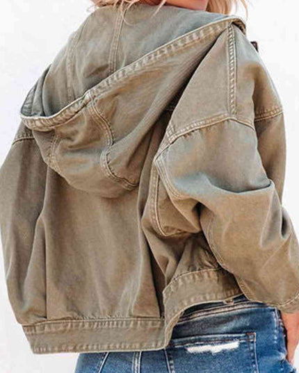 Hooded Dropped Shoulder Denim Jacket