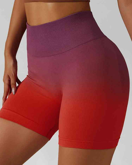 Gradient Wide Waistband Slim Fit Sports Shorts
