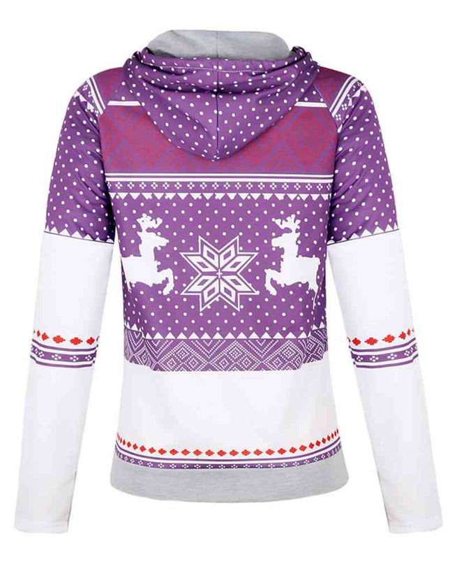 Printed Long Sleeve Hoodie with Pocket