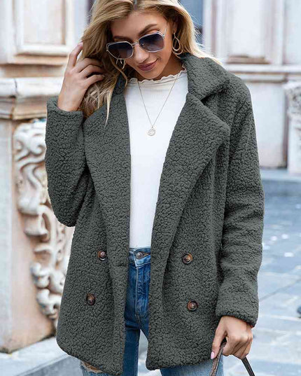 Full Size Lapel Collar Sherpa Coat