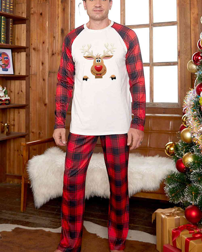 Rudolph Graphic Long Sleeve Top and Plaid Pants Set