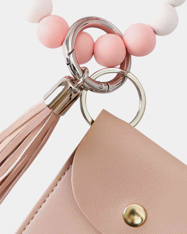 Bead Wristlet Key Chain with Wallet
