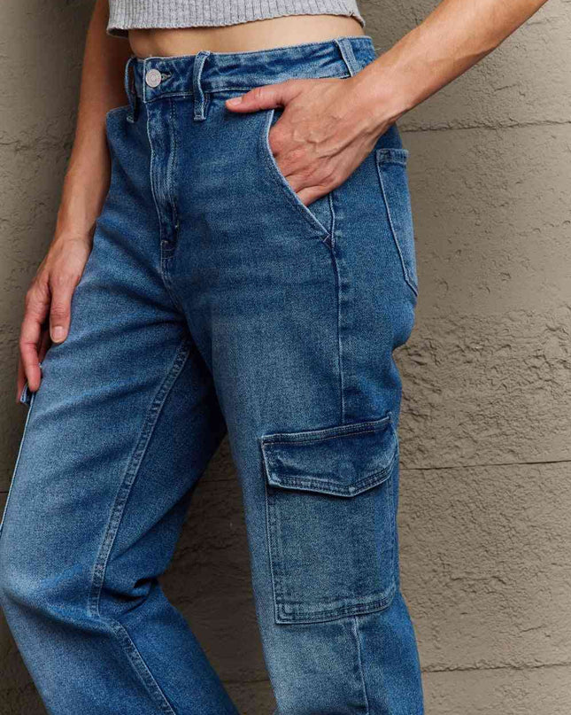 Kancan Holly High Waisted Cargo Flare Jeans