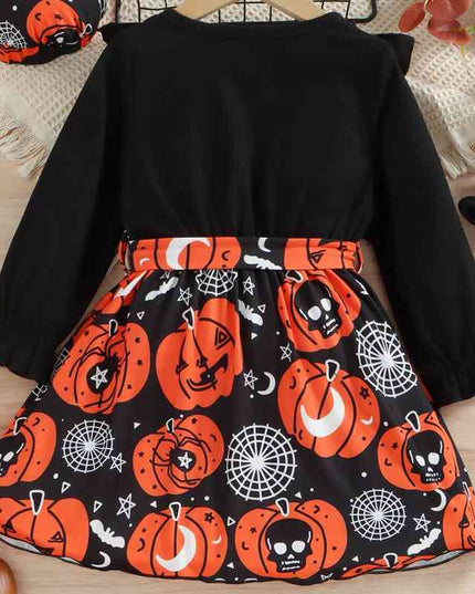 Halloween Theme Bow Front Round Neck Dress