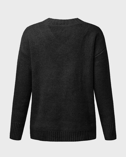 V-Neck Long Sleeve Knit Top