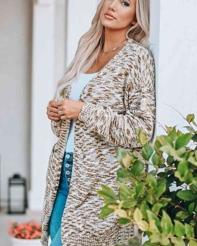 Open Front Dropped Shoulder Longline Cardigan