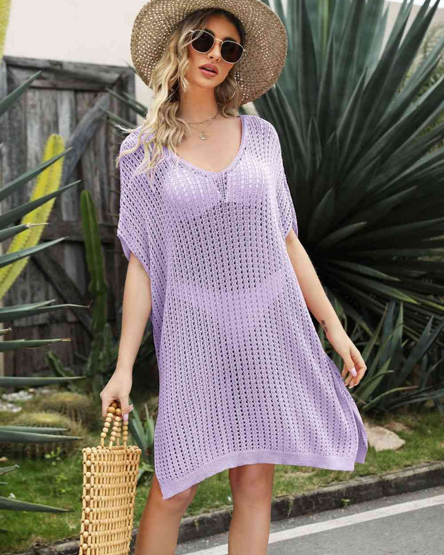 Openwork Side Slit Cover-Up Dress