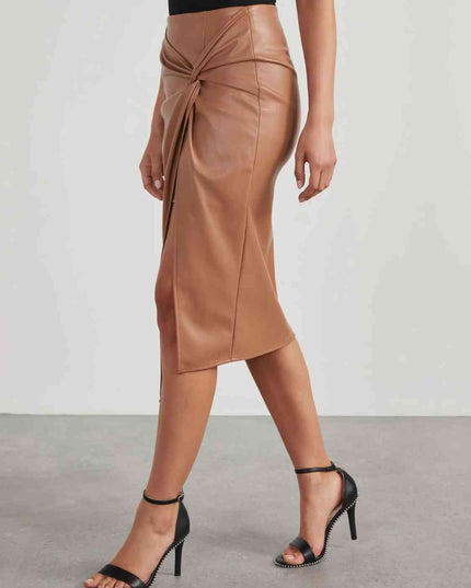 Twist Detail High Waist Skirt