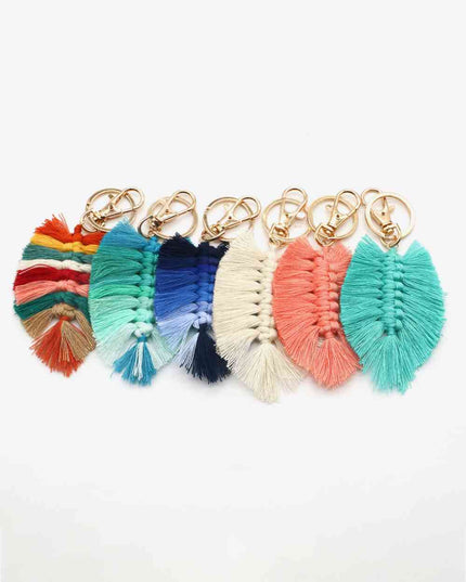 Assorted 4-Pack Leaf Shape Fringe Keychain