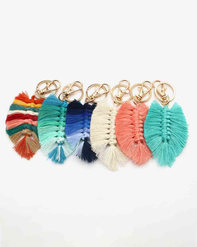 Assorted 4-Pack Leaf Shape Fringe Keychain