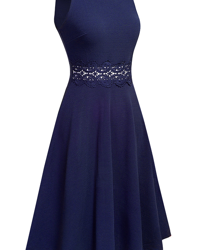 Round Neck Sleeveless Lace Trim Dress