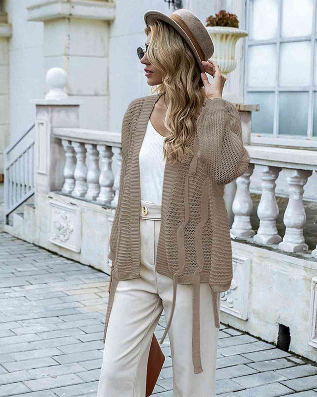 Open Front Strap Detail Cardigan