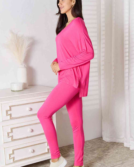 Basic Bae Full Size V-Neck Soft Rayon Long Sleeve Top and Pants Lounge Set
