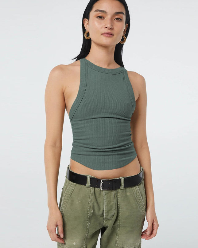 Halter Neck Ribbed Cropped Top