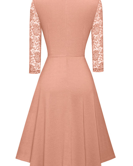 Round Neck Three-Quater Sleeve Cutout Dress