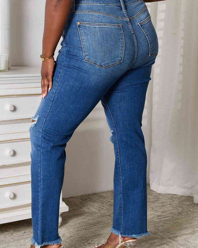 Judy Blue Full Size Distressed Raw Hem Jeans
