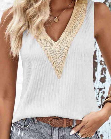 Textured V-Neck Tank Top