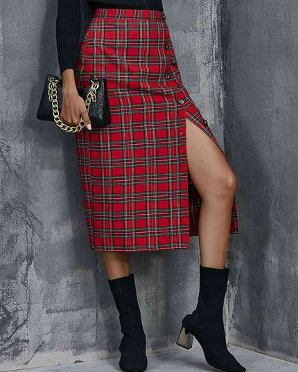 Plaid Button-Down Mini Skirt