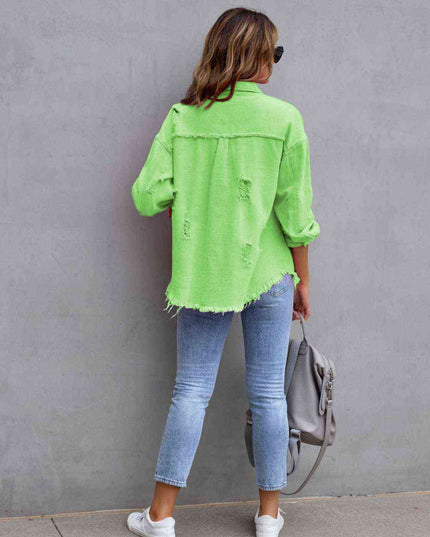 Distressed Drop Shoulder Denim Jacket