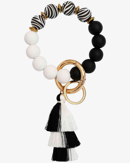 Beaded Keychain with Layered Tassel